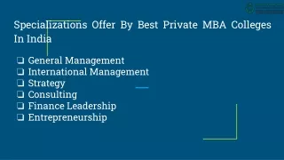 Specializations Offer By Best Private MBA Colleges In India