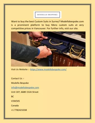 want to buy the best custom suits in surrey