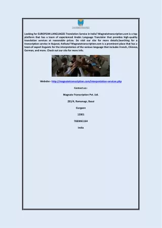 Interpretation Service Provider in Kolkata Magnatetranscription.com