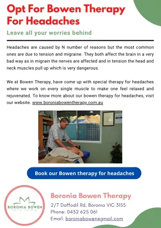 Opt For Bowen Therapy  For Headaches
