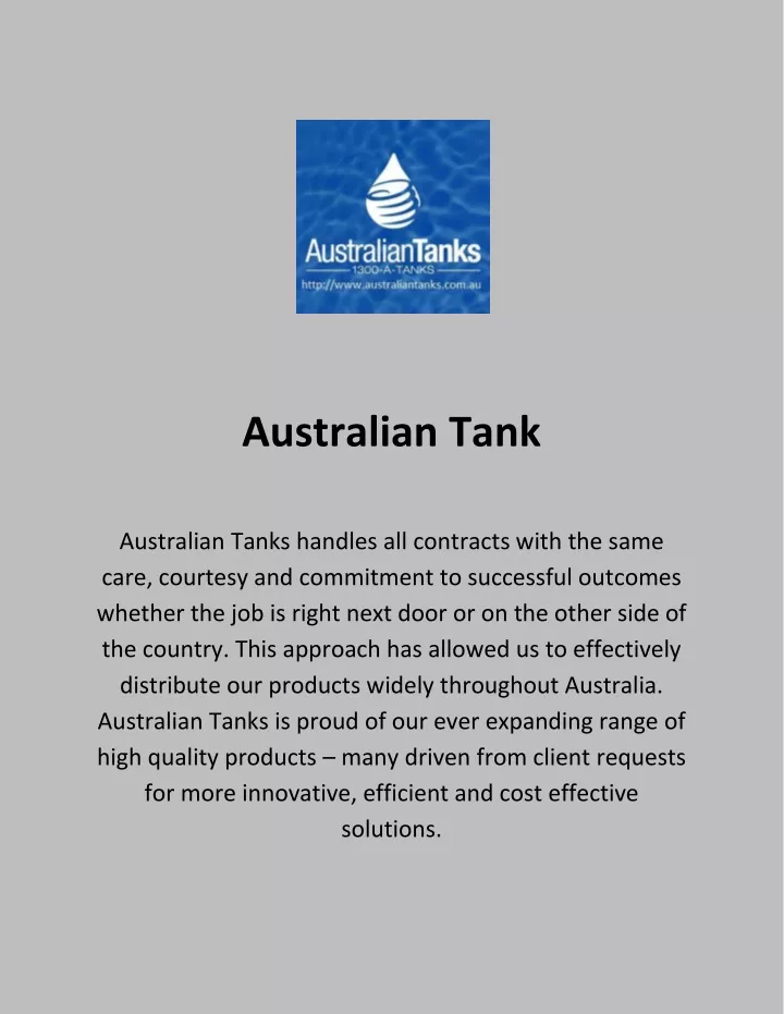australian tank