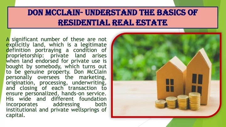don mcclain understand the basics of residential real estate