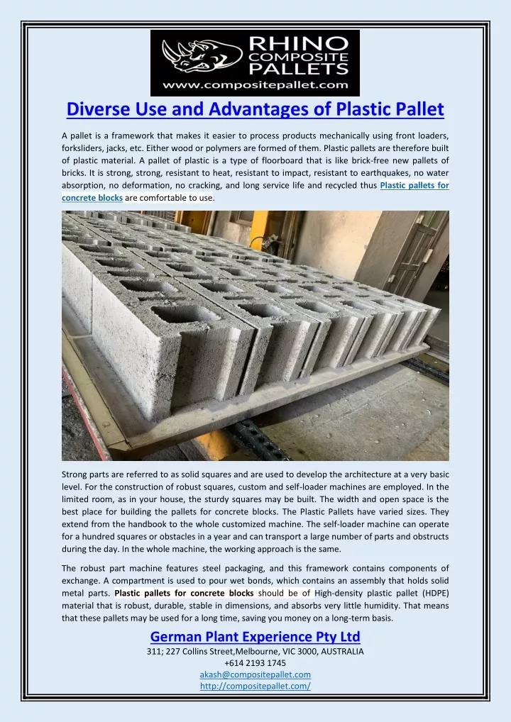 diverse use and advantages of plastic pallet