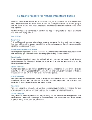 10 Tips to Prepare for Maharashtra Board Exams