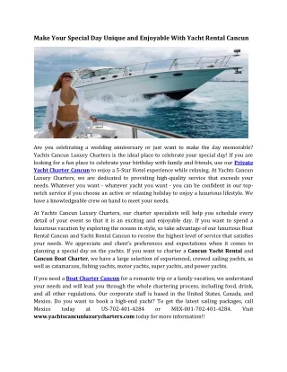 Private Yacht Charter Cancun