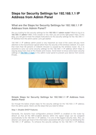 steps for security settings