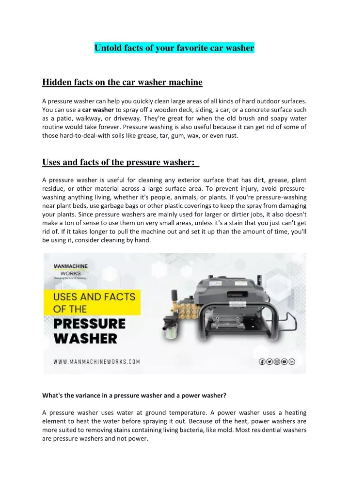 untold facts of your favorite car washer