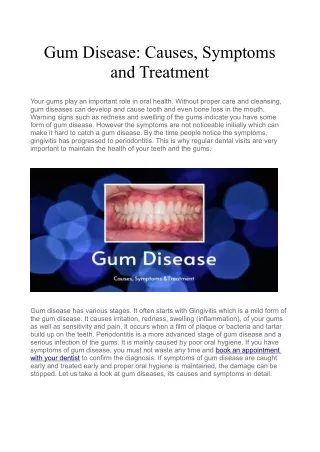 Gum Disease - Causes Symptoms and Treatment