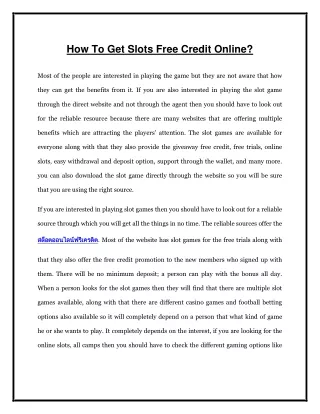 how to get slots free credit online
