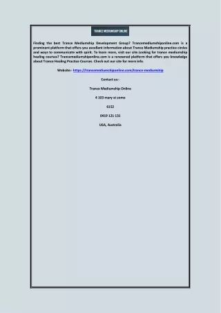 How to Develop Trance Mediumship Trancemediumshiponline.com