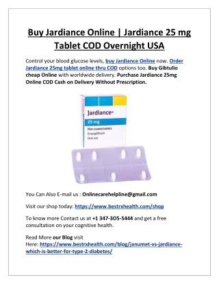 Buy Jardiance Online | Jardiance 25 mg Tablet COD Overnight USA