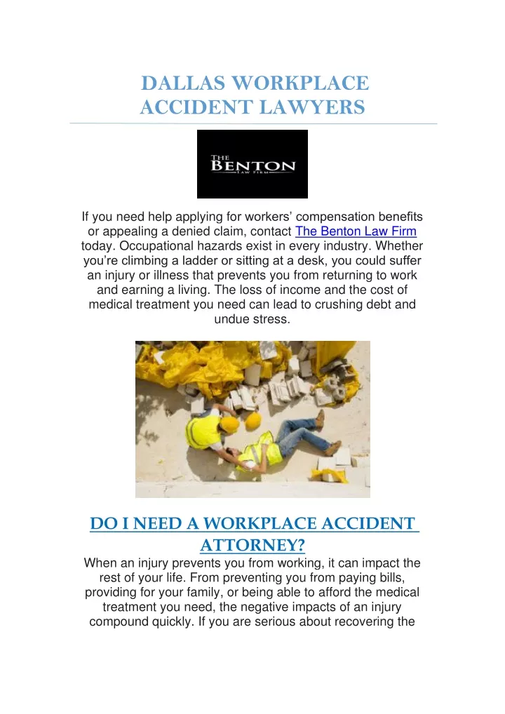 dallas workplace accident lawyers