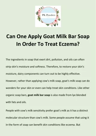 Homemade Goat Milk Soap | PK Powders