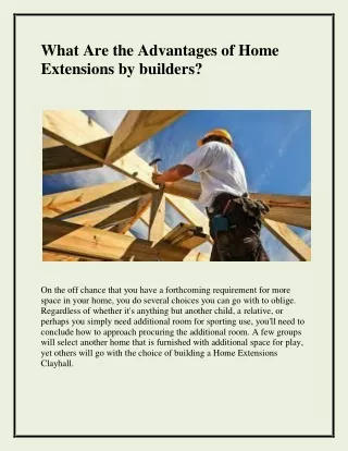 what are the advantages of home extensions
