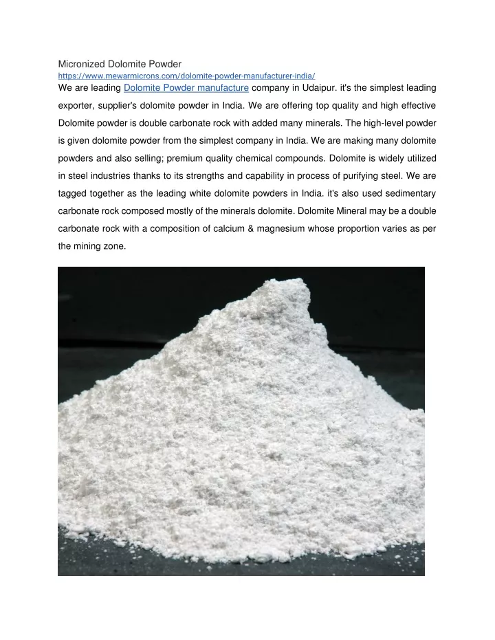 micronized dolomite powder https www mewarmicrons
