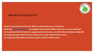 welcome to coding camp for kids