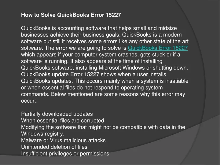 how to solve quickbooks error 15227 quickbooks