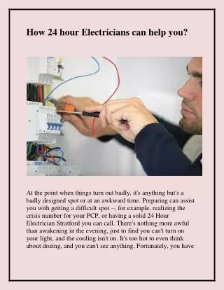how 24 hour electricians can help you
