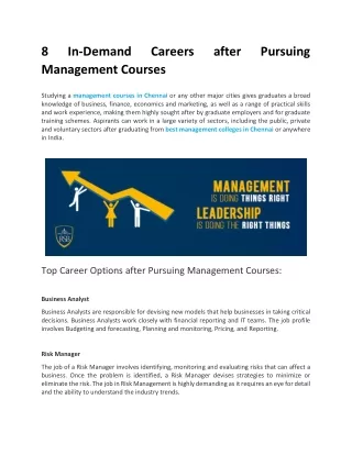 8 In-Demand Careers after Pursuing Management Courses