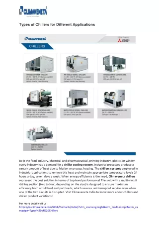 types of chillers for different applications
