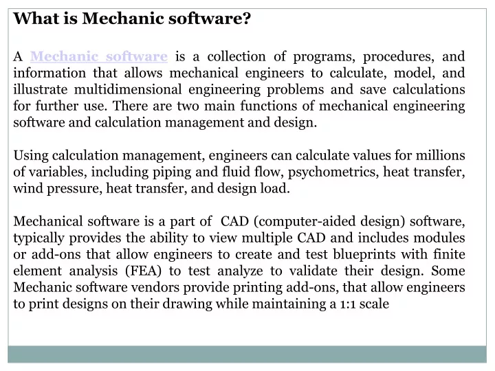 what is mechanic software a mechanic software