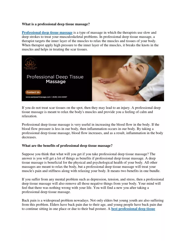 what is a professional deep tissue massage