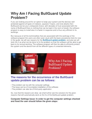 why am i facing bullguard update problem