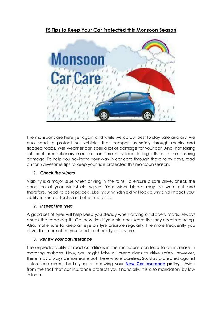 f5 tips to keep your car protected this monsoon