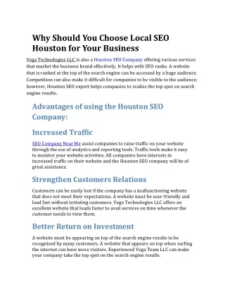why should you choose local seo houston for your