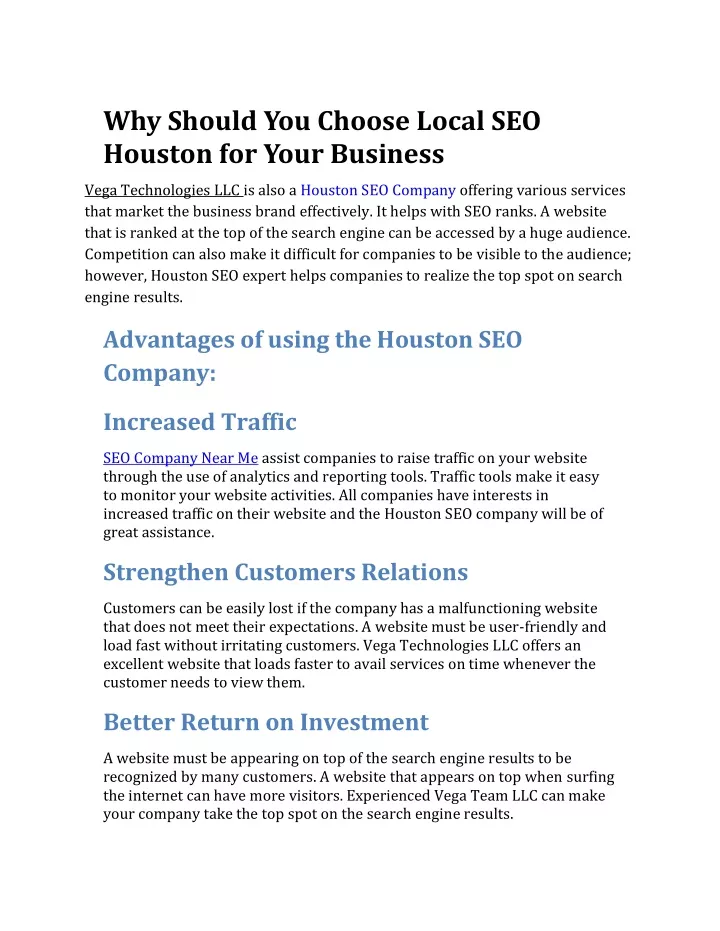 why should you choose local seo houston for your