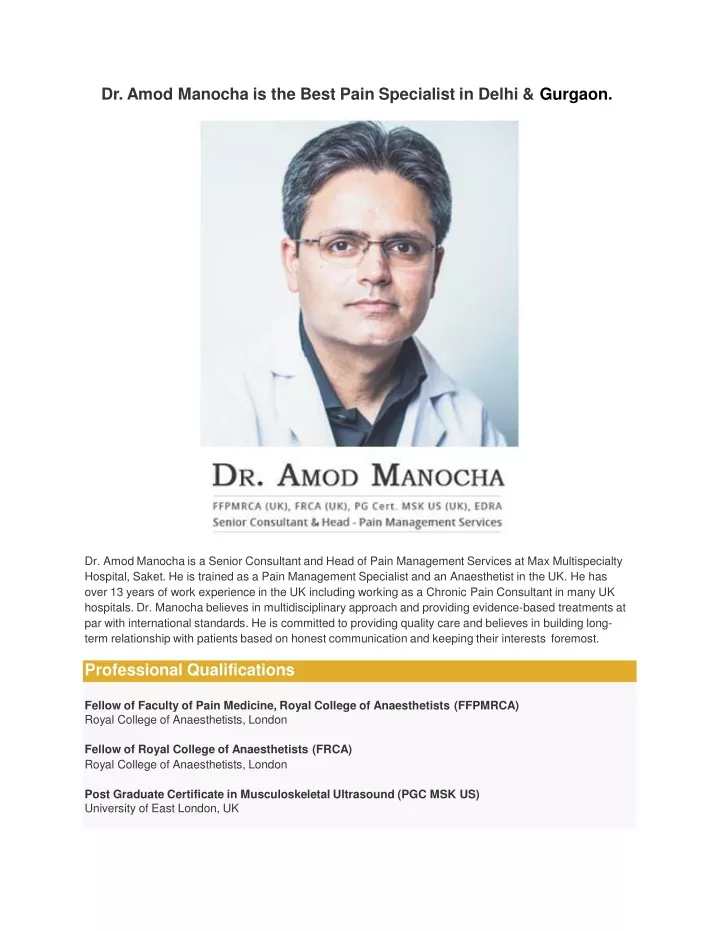 dr amod manocha is the best pain specialist