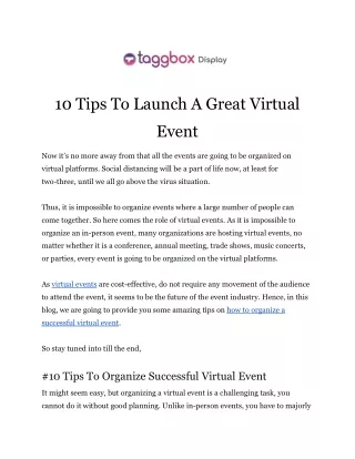 10 Tips To Launch A Great Virtual Event