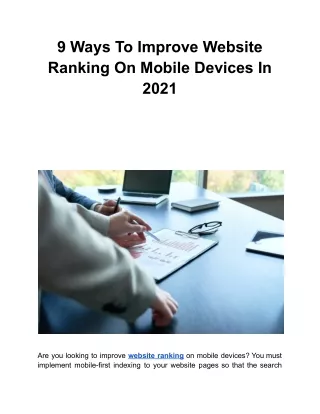 9 ways to improve website ranking on mobile