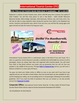 Book your AC Bus tickets Online from Delhi to Raebareli - Get a 20% off