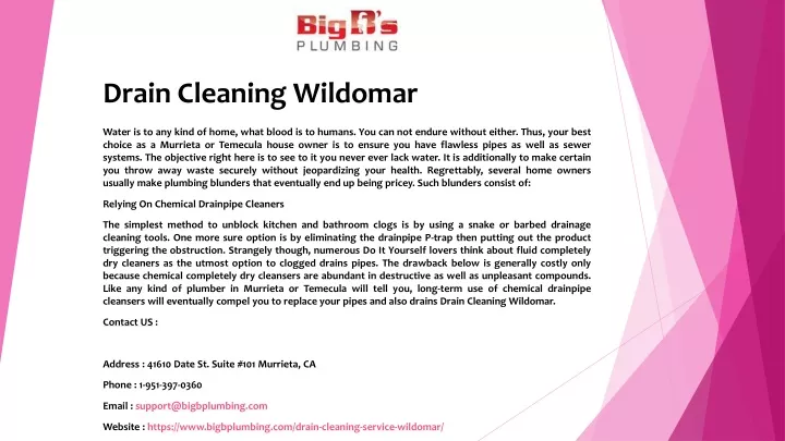 drain cleaning wildomar