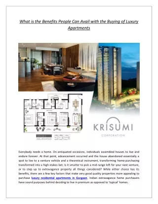 What is the Benefits People Can Avail with the Buying of Luxury Apartments