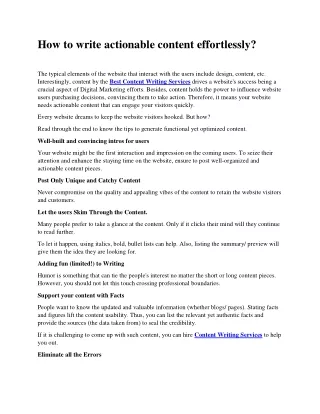 how to write actionable content effortlessly