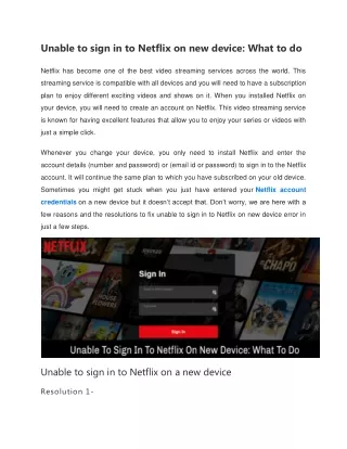 Unable to sign in to Netflix on new device: What to do