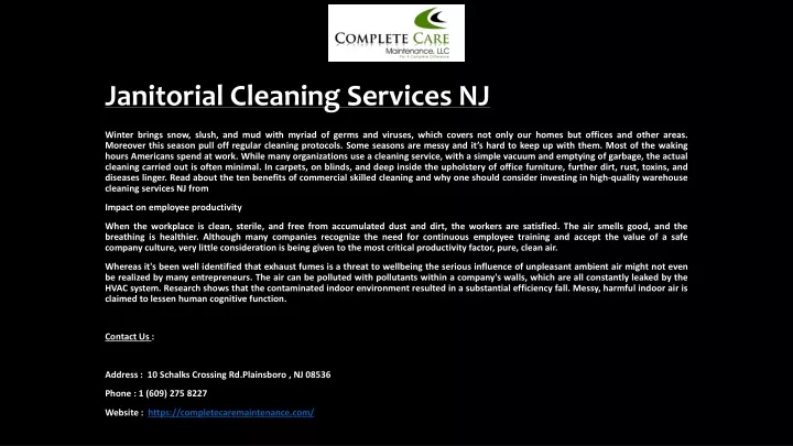 janitorial cleaning services nj