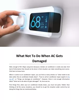 What Not To Do When AC Gets Damaged