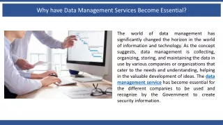 Why have Data Management Services Become Essential
