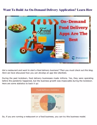 Want To Build An On-Demand Delivery Application? Learn How