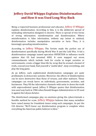 jeffery david whippo explains disinformation