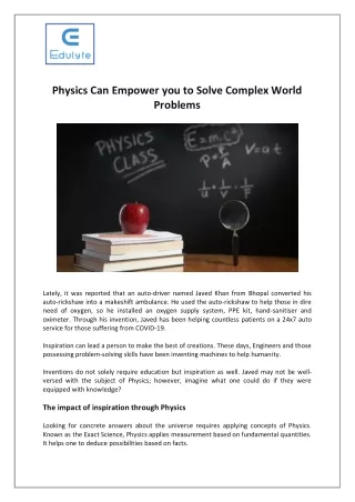 physics can empower you to solve complex world