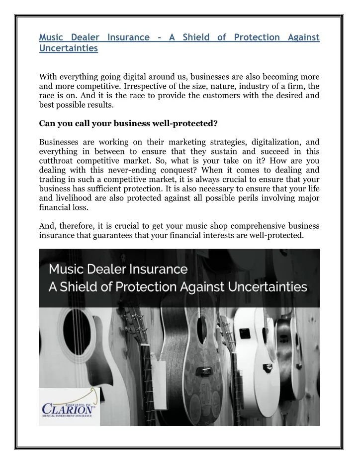 music dealer insurance a shield of protection
