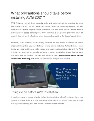 What precautions should take before installing AVG 2021?