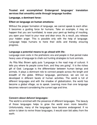 trusted and accomplished endangered languages