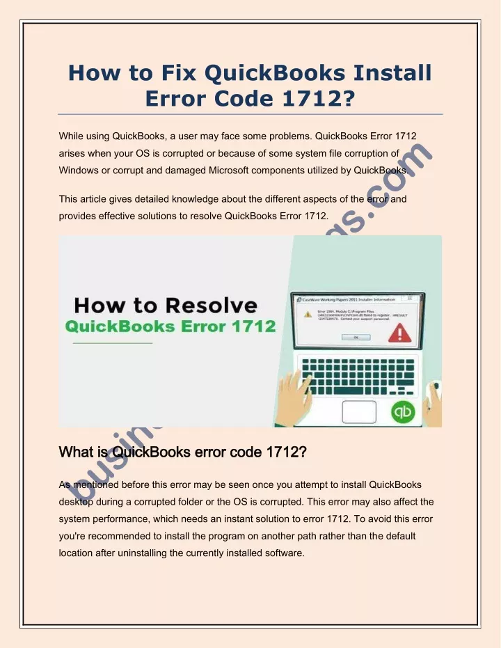 how to fix quickbooks install error code 1712