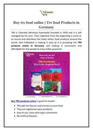 Buy trs food online | Trs food Products in Germany
