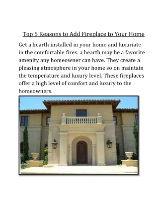 top 5 reasons to add fireplace to your home